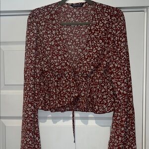 Floral maroon Women's Top